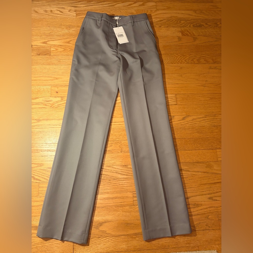 Anine Bing NWT Wool Flat Front Straight Leg Suit Pants Small/34 Gray